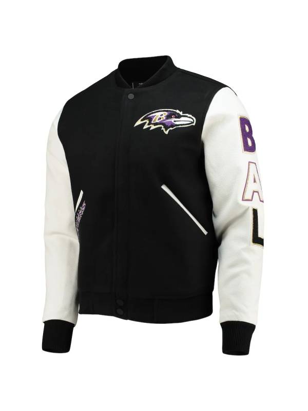 NFL Baltimore Ravens Black/White Logo Varsity Jacket