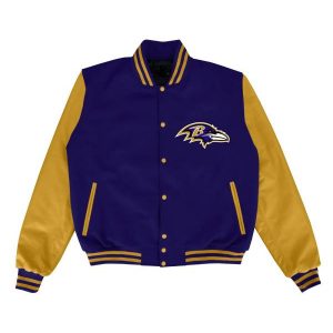 NFL Baltimore Ravens Purple and Yellow Varsity Jacket