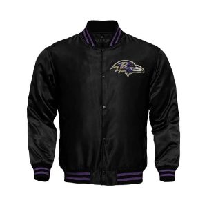 Baltimore Ravens NFL Locker Room Satin Black Varsity Jacket