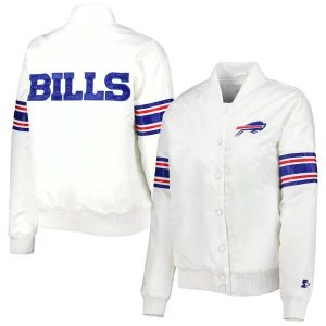 NFL Buffalo Bills Starter Line Up White Satin Varsity Jacket