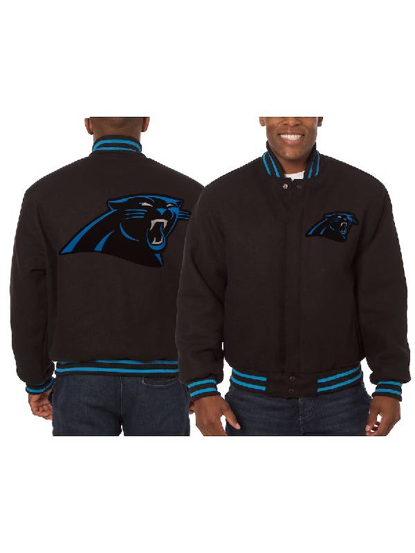 NFL Carolina Panthers JH Design Black Embroidered Wool Jacket