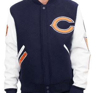Chicago Bears Letterman Navy Blue_White Wool Jacket