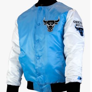 Chicago Bulls Tobacco Road Blue_White Satin Varsity Jacket