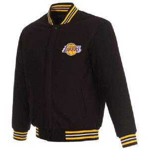 Los Angeles Lakers NBA Team Black Reversible Varsity Jacket