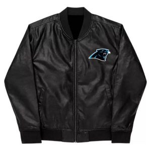 Carolina Panthers NFL Black Leather Varsity Jacket