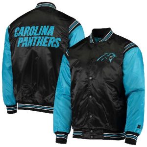 Carolina Panthers NFL Enforcer Black/Blue Satin JacketCarolina Panthers NFL Enforcer Black/Blue Satin Jacket