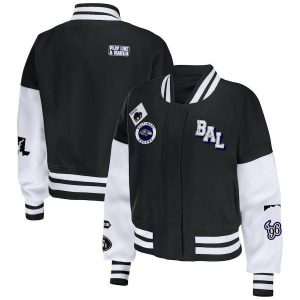 NFL Erin Andrews Black/White Baltimore Ravens Varsity Jacket
