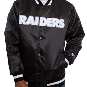 Oakland Raiders Satin Black and White Varsity Jacket
