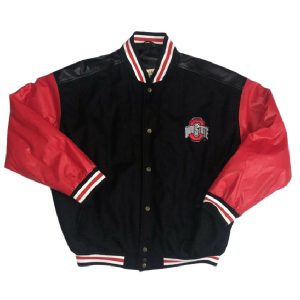 Ohio State Wool And Sleeves Leather Jacket