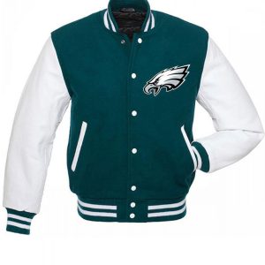 Philadelphia Eagles Green_White Letterman Wool Jacket