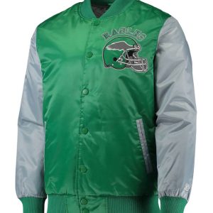 Philadelphia Eagles Locker Room Throwback Kelly Green_Silver Satin Jacket