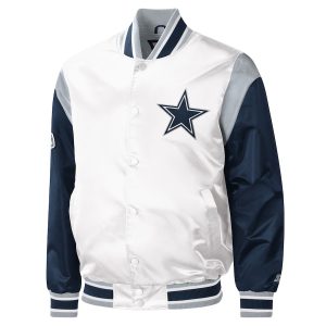 Dallas Cowboys NFL Starter White Warm-Up Pitch Satin Varsity Jacket