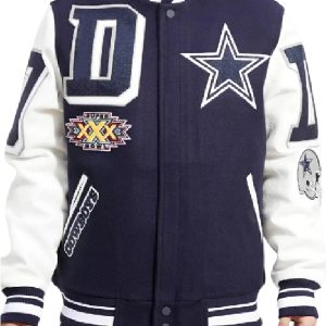 Dallas Cowboys Navy White Varsity Wool Jacket