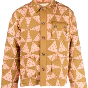 Men Neutral Symmetrical Design Quilted Jacket