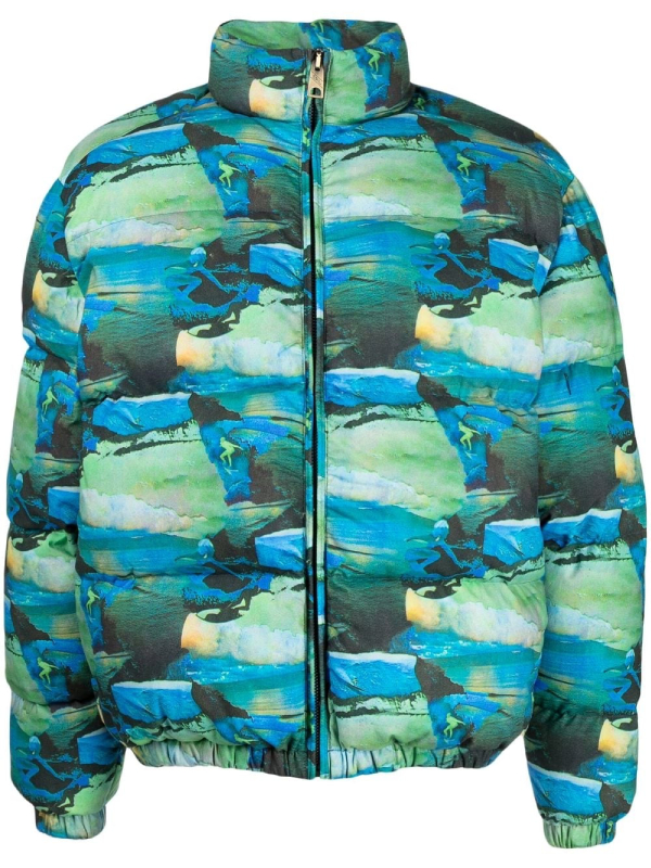Men Printed All Over Graphic Puffer Jacket