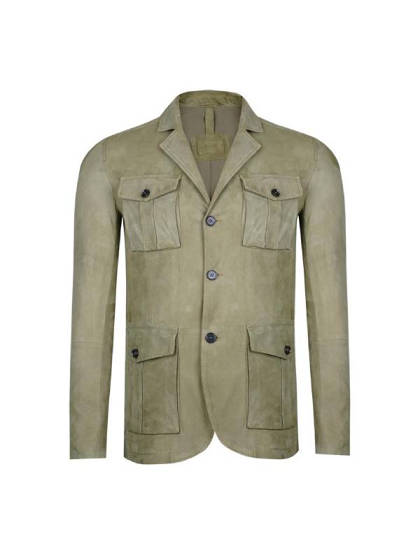 Men's Antonin Green Safari Suede Leather Jacket