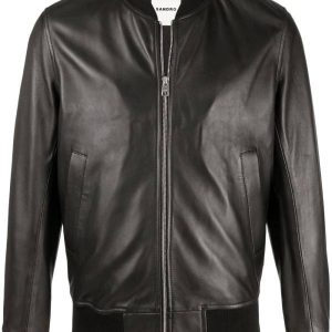 Men's Bomber Style Black Leather Jacket