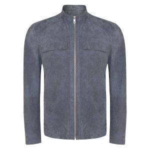 Men's Gray Suede Leather Jacket