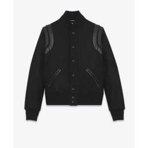 Men's Teddy Black Bomber Leather Jacket