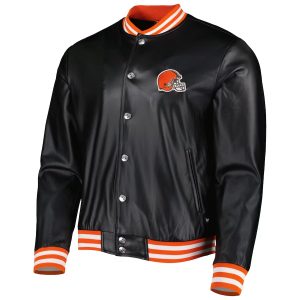 NFL Cleveland Browns The Wild Collective Black Metallic Bomber Jacket