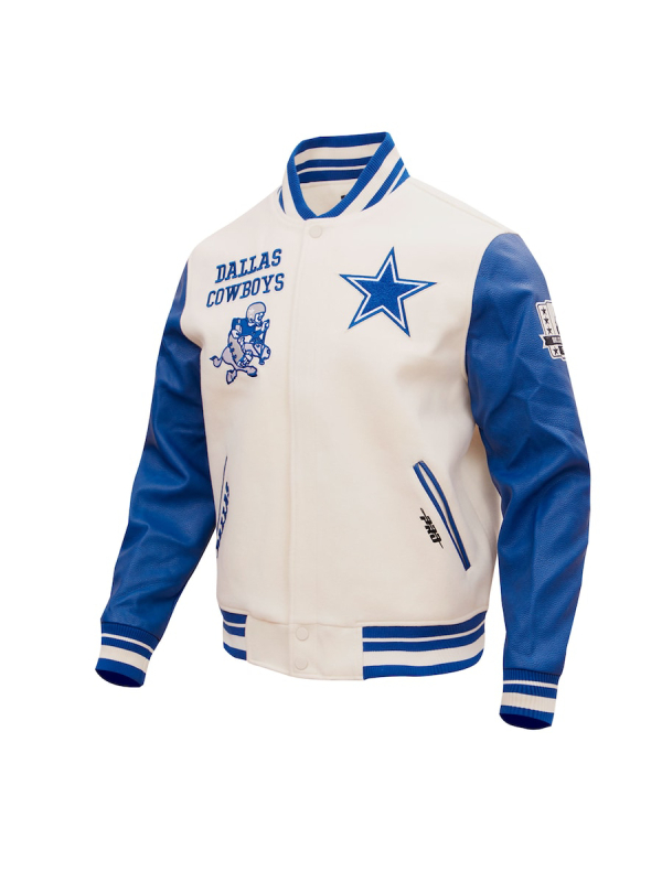 NFL Dallas Cowboys Pro Standard Cream Retro Classic Varsity Jacket
