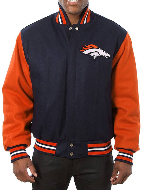 Denver Broncos NFL Blue/Orange Wool Varsity Jacket