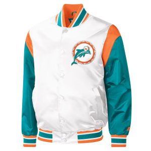 NFL Miami Dolphins Starter White Throwback Warm-Up Pitch Varsity Jacket