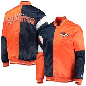 NFL Starter Denver Broncos Orange_Navy Satin Varsity Jacket