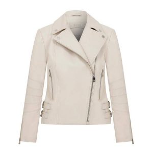 Women's Adsilla Cream Stylish Leather Jacket