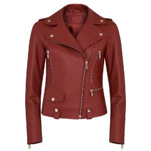 Women's Amelia Red Biker Leather Jacket