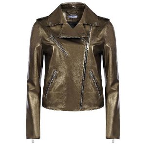 Women's Gracia Gold Biker Leather Jacket
