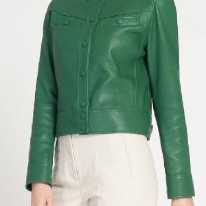Women's Green natural lamb bolero leather jacket