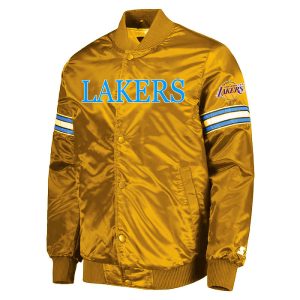 NBA Los Angeles Lakers Gold Pick_roll Satin Varsity Jacket