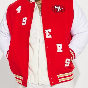 NFL San Francisco 49ers Red_white Varsity Jacket