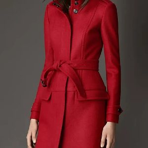 Structured Boiled Red Wool Coat